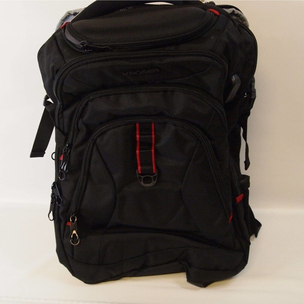 KROSER Unisex Black Adjustable Strap Zipper Pocket Travel Laptop Padded Backpack